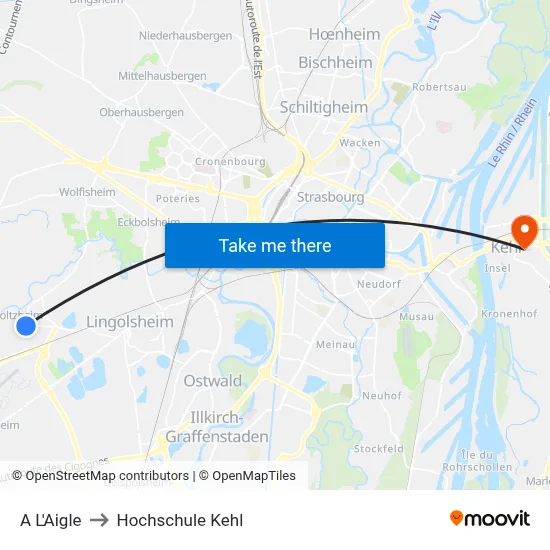 A L'Aigle to Hochschule Kehl map