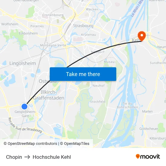 Chopin to Hochschule Kehl map