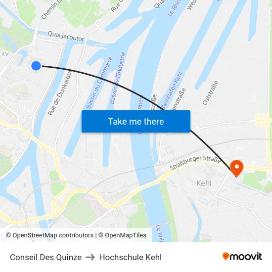 Conseil Des Quinze to Hochschule Kehl map