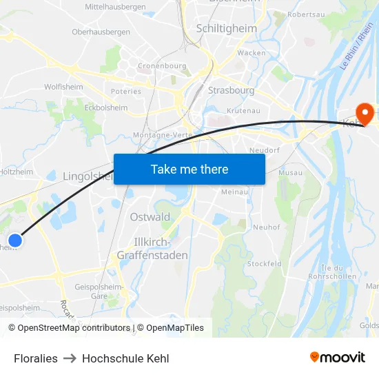 Floralies to Hochschule Kehl map
