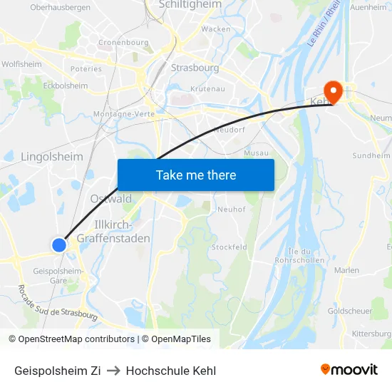 Geispolsheim Zi to Hochschule Kehl map