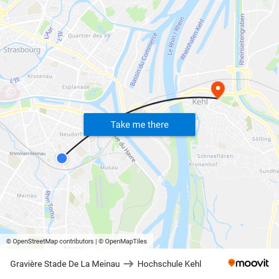 Gravière Stade De La Meinau to Hochschule Kehl map