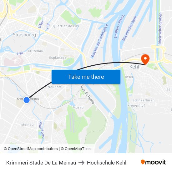 Krimmeri Stade De La Meinau to Hochschule Kehl map