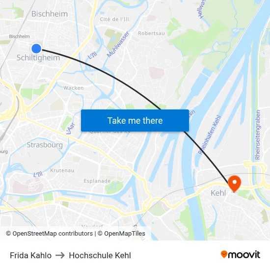Frida Kahlo to Hochschule Kehl map