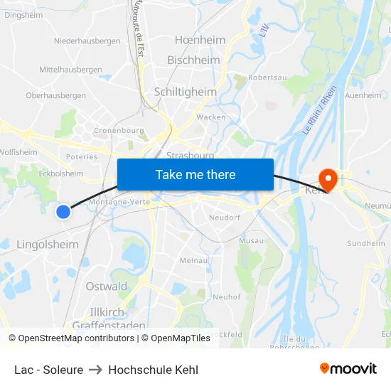 Lac - Soleure to Hochschule Kehl map