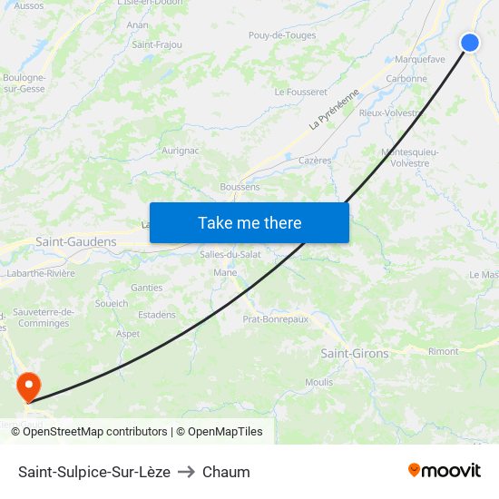 Saint-Sulpice-Sur-Lèze to Chaum map
