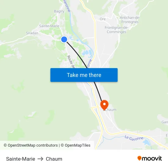 Sainte-Marie to Chaum map