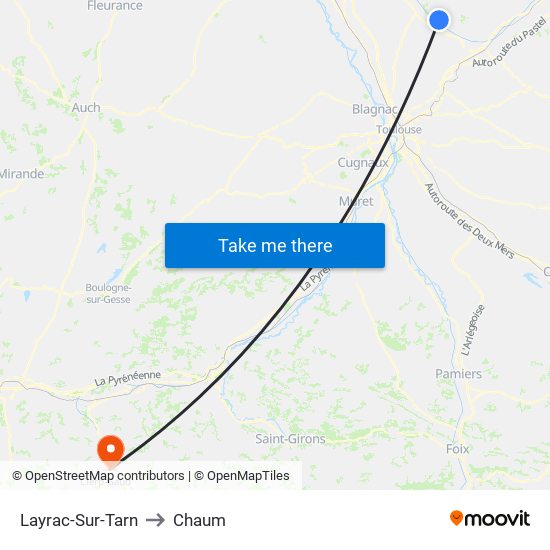 Layrac-Sur-Tarn to Chaum map