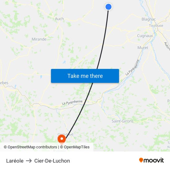 Laréole to Cier-De-Luchon map