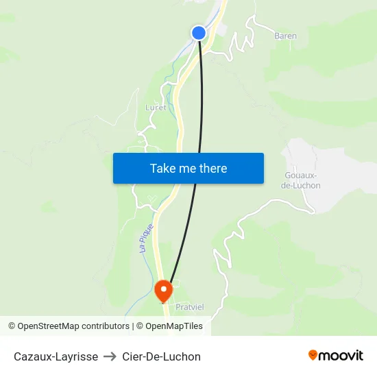 Cazaux-Layrisse to Cier-De-Luchon map