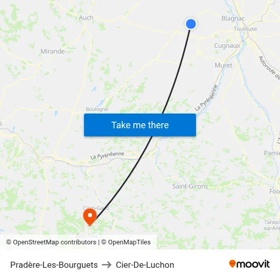 Pradère-Les-Bourguets to Cier-De-Luchon map