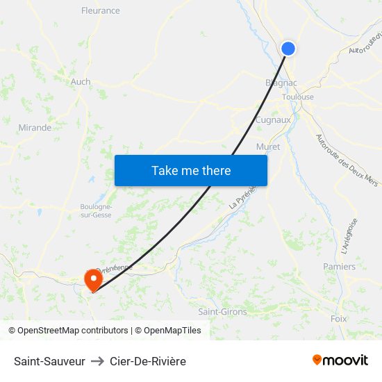 Saint-Sauveur to Cier-De-Rivière map