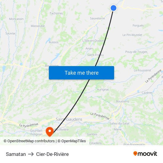 Samatan to Cier-De-Rivière map