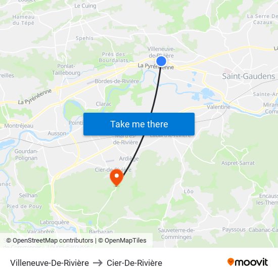 Villeneuve-De-Rivière to Cier-De-Rivière map