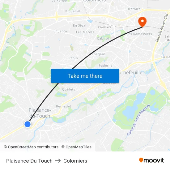 Plaisance-Du-Touch to Colomiers map