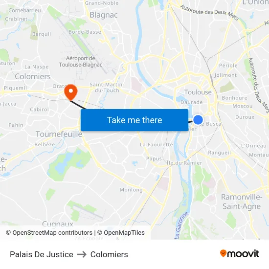 Palais De Justice to Colomiers map