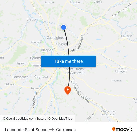 Labastide-Saint-Sernin to Corronsac map
