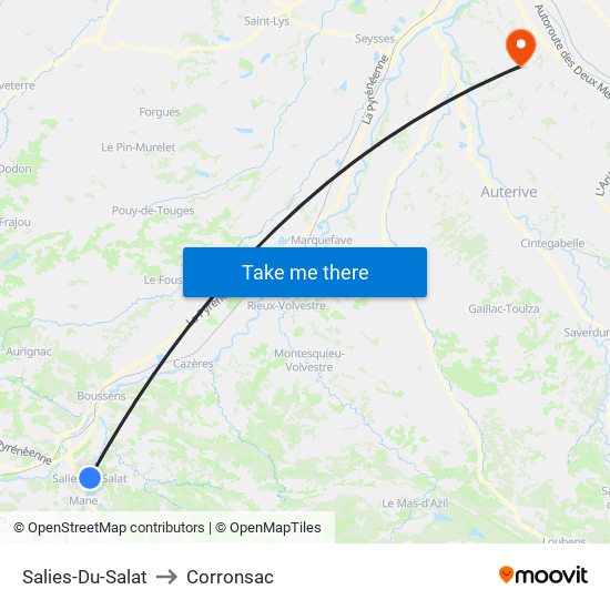 Salies-Du-Salat to Corronsac map