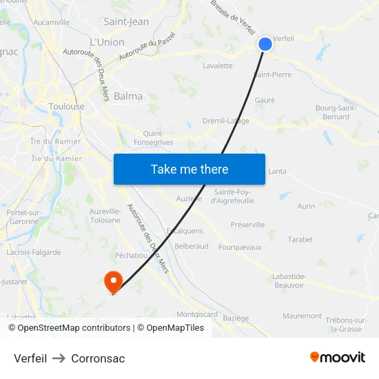 Verfeil to Corronsac map
