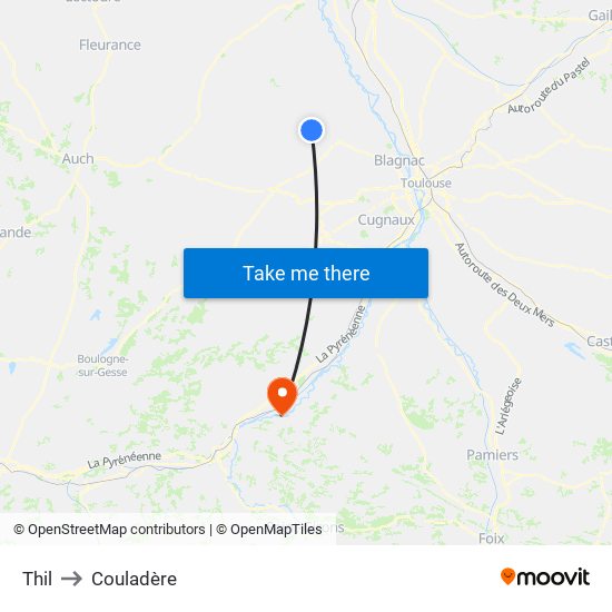 Thil to Couladère map