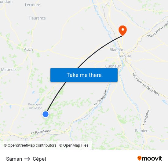 Saman to Cépet map