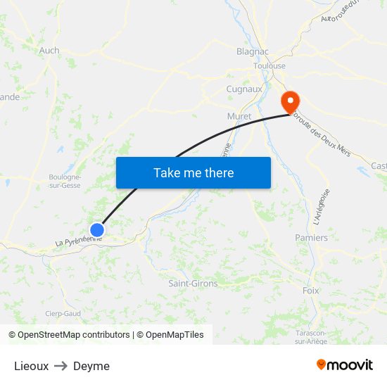 Lieoux to Deyme map