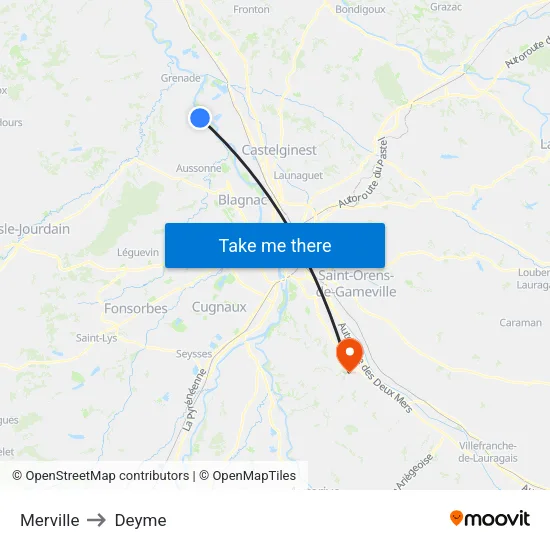 Merville to Deyme map