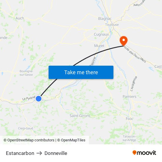 Estancarbon to Donneville map