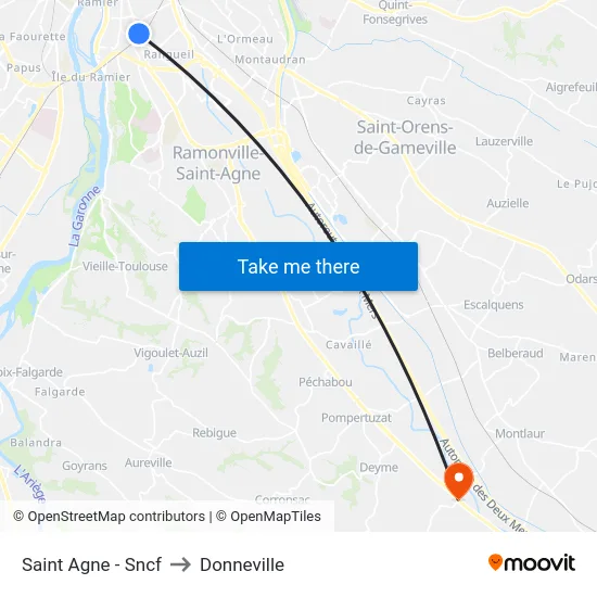 Saint Agne - Sncf to Donneville map