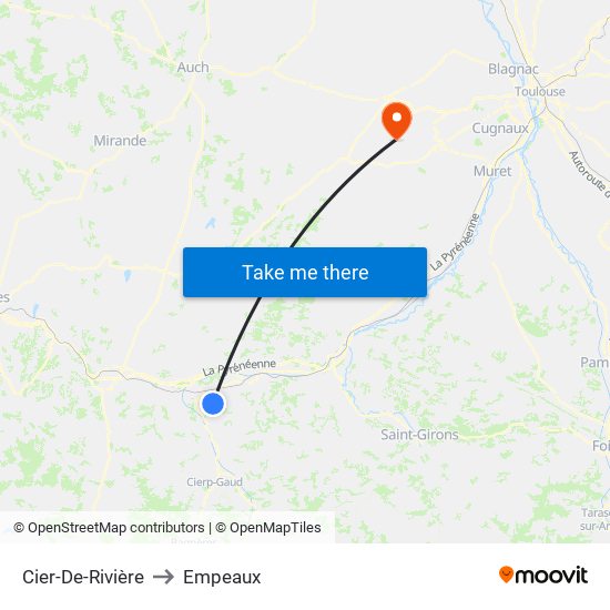 Cier-De-Rivière to Empeaux map