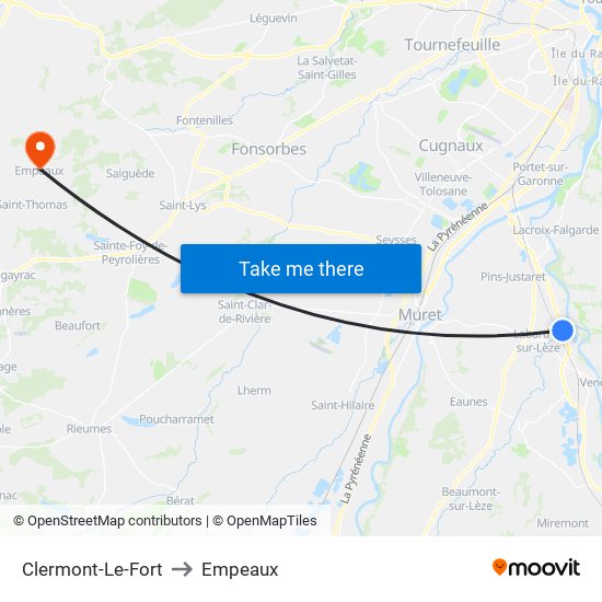 Clermont-Le-Fort to Empeaux map