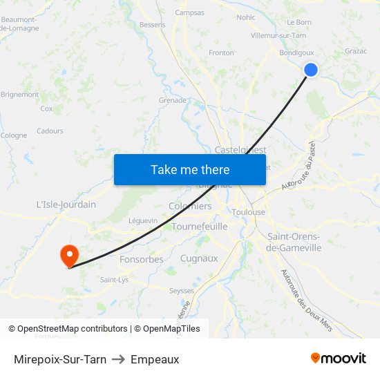 Mirepoix-Sur-Tarn to Empeaux map