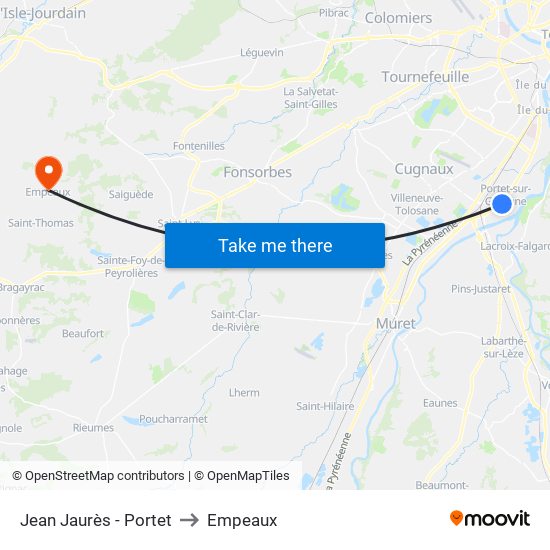 Jean Jaurès - Portet to Empeaux map