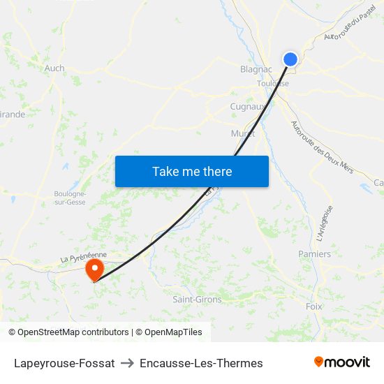 Lapeyrouse-Fossat to Encausse-Les-Thermes map