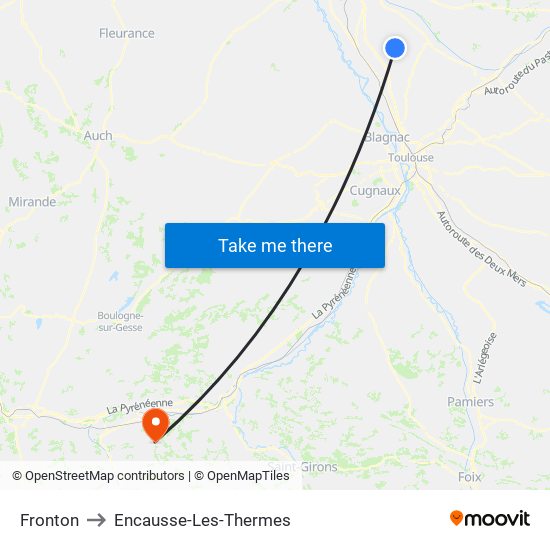 Fronton to Encausse-Les-Thermes map