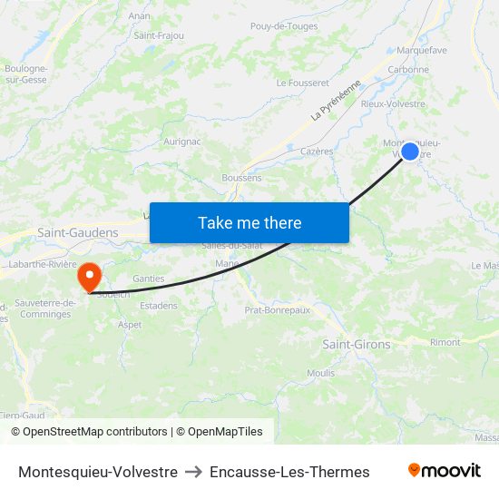 Montesquieu-Volvestre to Encausse-Les-Thermes map