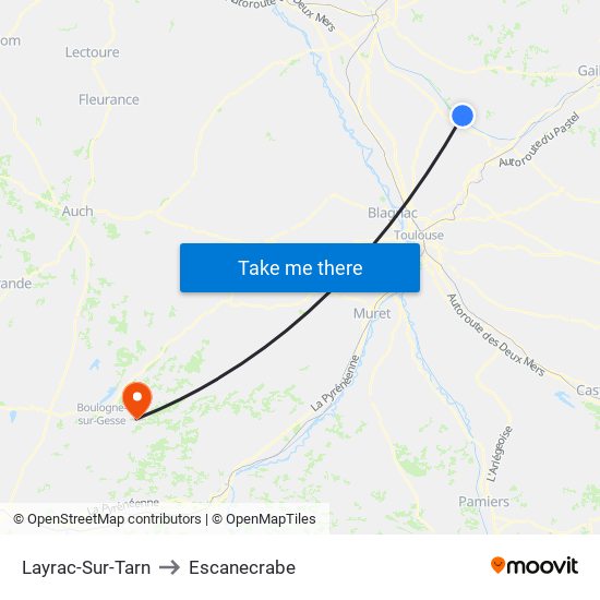 Layrac-Sur-Tarn to Escanecrabe map