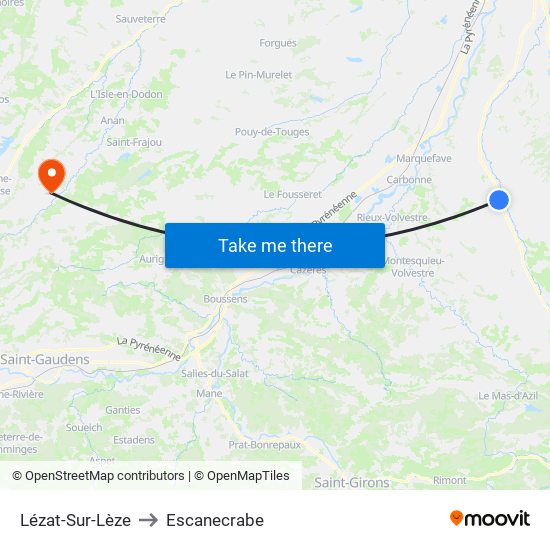Lézat-Sur-Lèze to Escanecrabe map