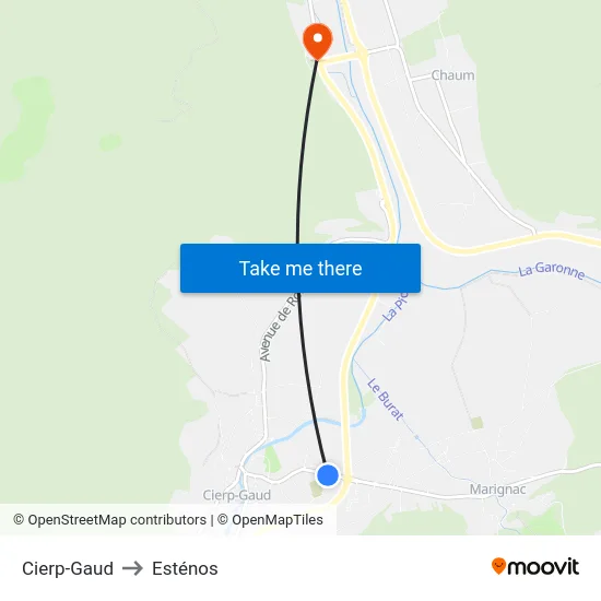Cierp-Gaud to Esténos map