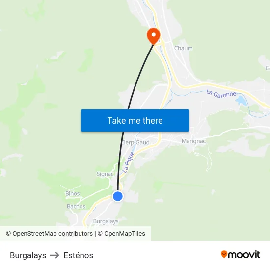 Burgalays to Esténos map