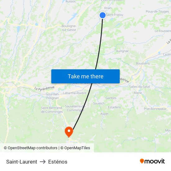 Saint-Laurent to Esténos map