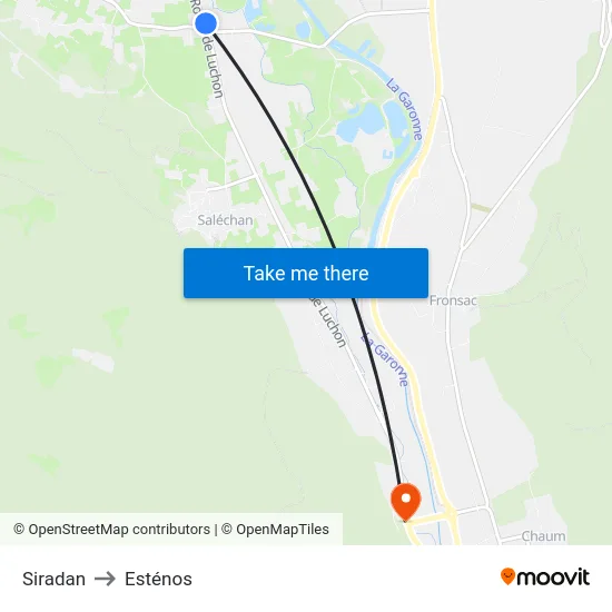 Siradan to Esténos map