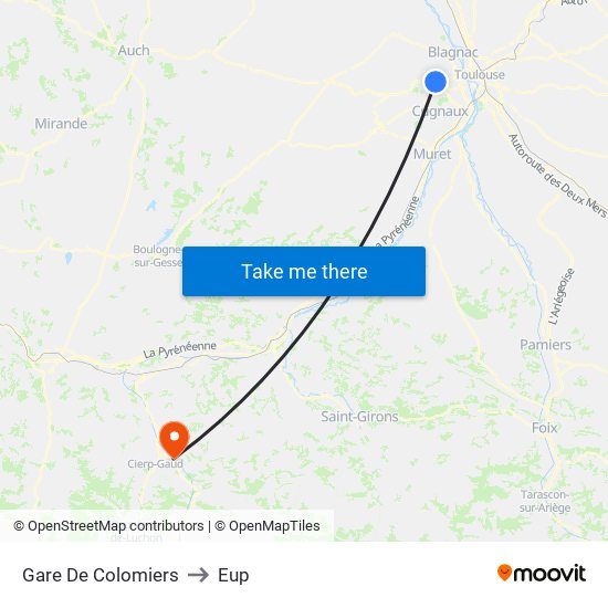 Gare De Colomiers to Eup map