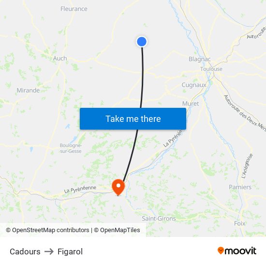 Cadours to Figarol map