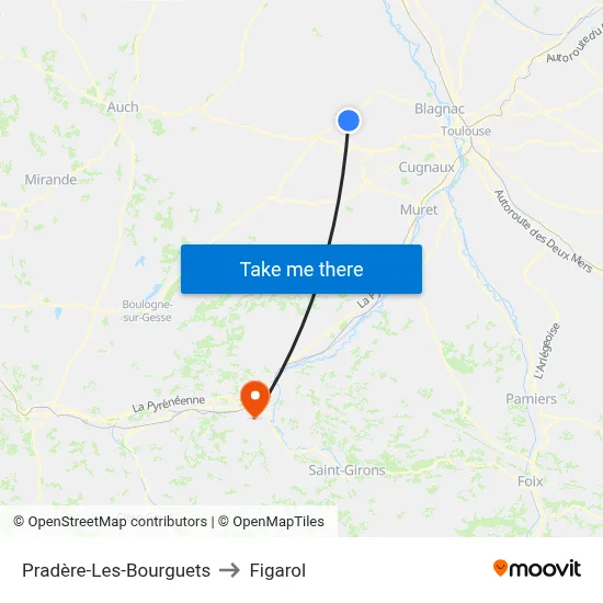 Pradère-Les-Bourguets to Figarol map