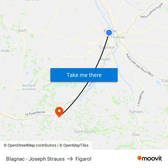 Blagnac - Joseph Strauss to Figarol map