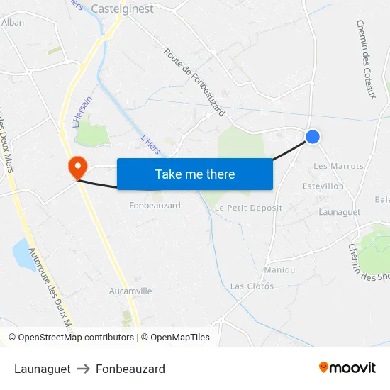Launaguet to Fonbeauzard map