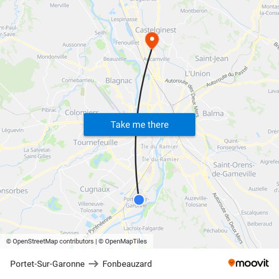Portet-Sur-Garonne to Fonbeauzard map