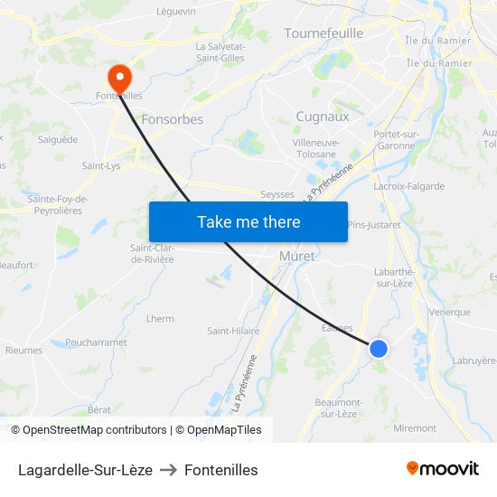 Lagardelle-Sur-Lèze to Fontenilles map