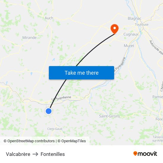 Valcabrère to Fontenilles map
